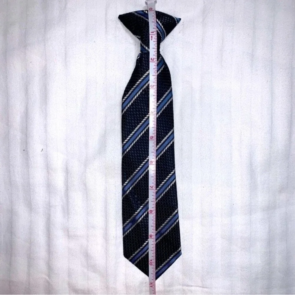 Christmas Holiday Boy Clip On Neck Tie Black Blue Formal Child Special Event